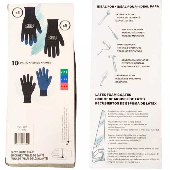 NWT - BBH Latex Coated Work Gloves Multipack (10 pairs) - Picture 3 of 3
